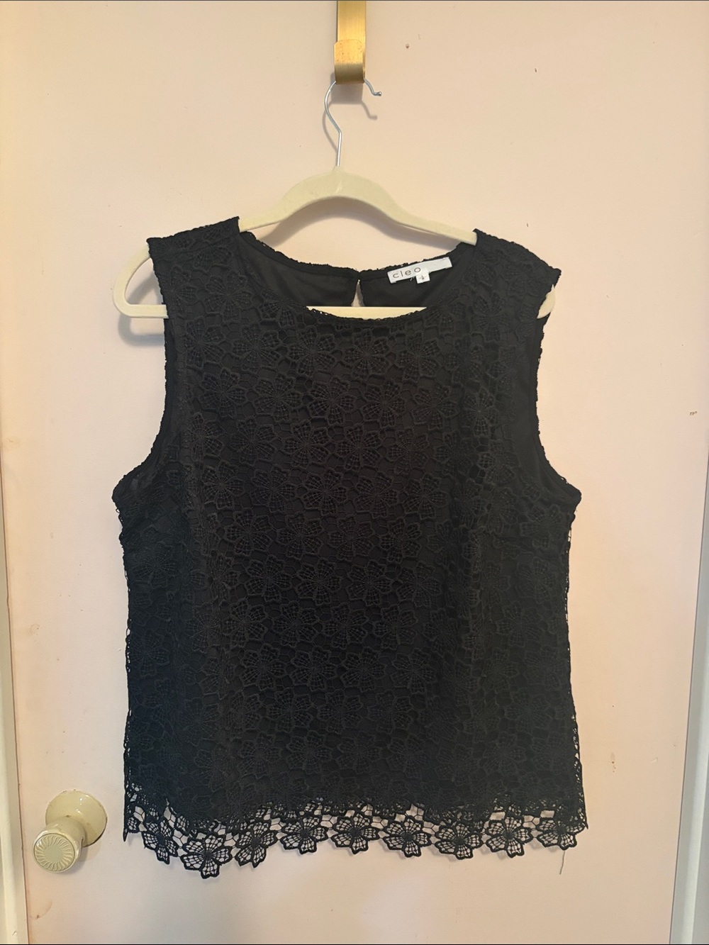 cleo Black Floral Lace Sleeveless Camisole